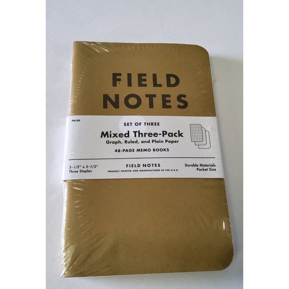 Field Notes Set Of Three Mixed Graph, Ruled, Plain Paper 48pg Memo Books, Sealed - Picture 1 of 2